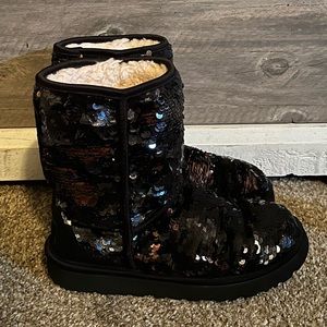 Ugg Black Classic Short Sequin Boot